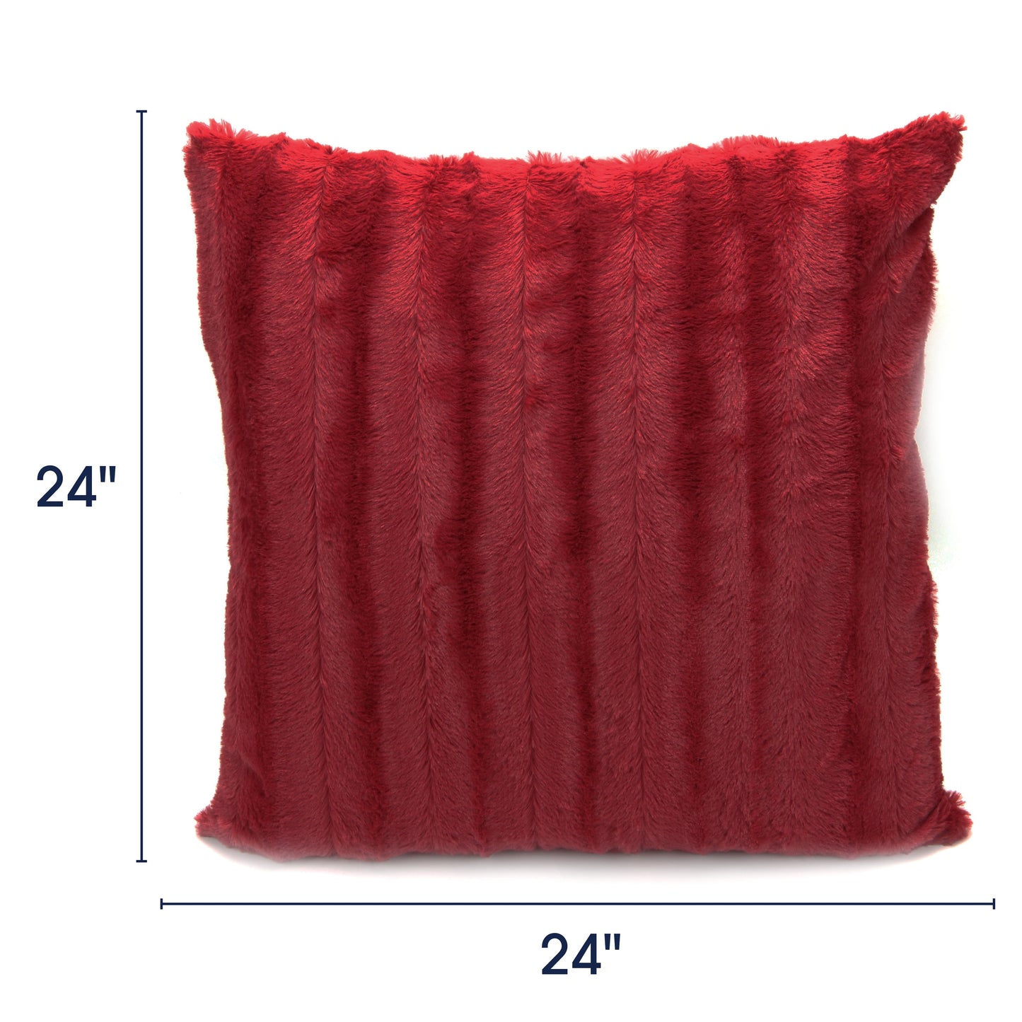 Decorative Faux Fur Throw Pillows 24" X 24", Set of 2 - Maroon