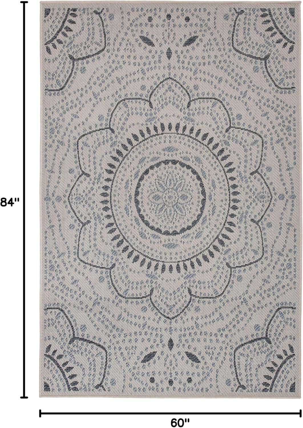 Medallion Easy Cleaning for Patio/ Deck Rugs,Balcony Rugs Indoor/Outdoor Area Rug 5' X 7' Cream