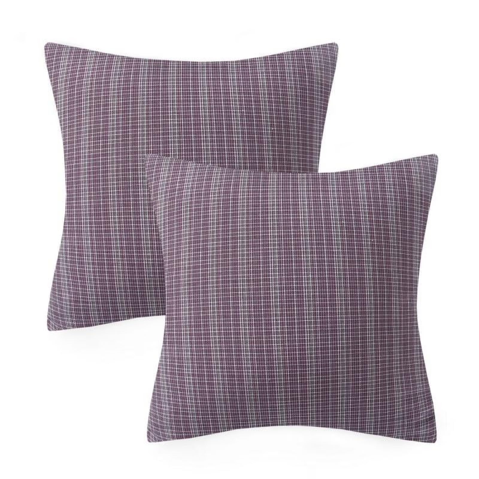 18" X 18" Modern, Contemporary, Transitional Black Plaid Polyester Throw Pillow , ( 2 Count)