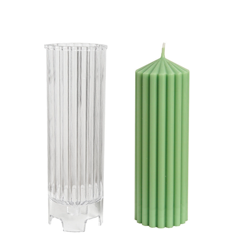Vertical Striped Cylindrical Acrylic Computer Plastic Candle Mold