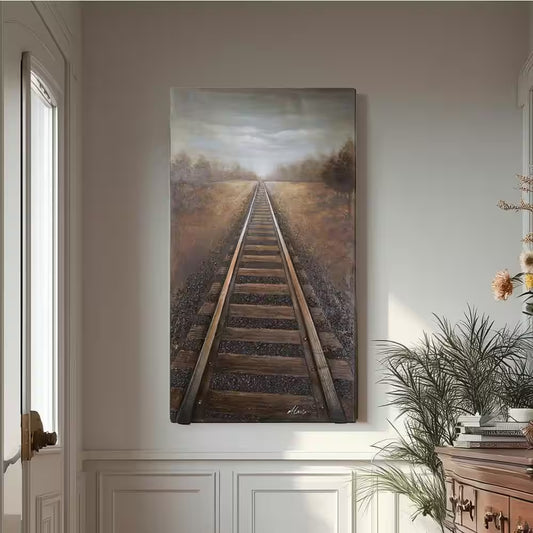 66 In. X 37 In. "Vanishing into the Distance" Hand Painted Contemporary Artwork