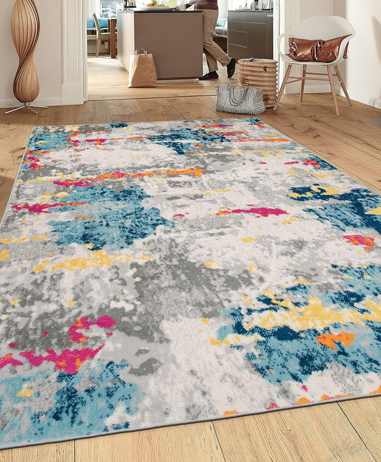 Sky Collection Transitional Abstract Area Rug 5' X 7' Multi