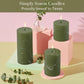 3X4 Inch Dark Moss Green Pillar Candles Set of 3, Rustic Texture, Unscented Green Candles, Dripless Candles, 3 Inch Pillar Candles for Wedding Parties Spas Dinner Home Decoration Church