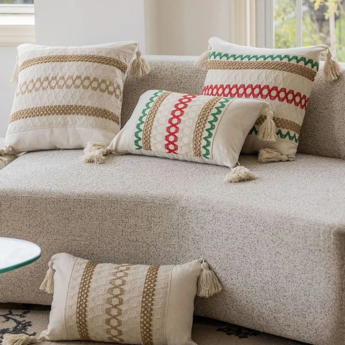 1 Pc Boho Throw Pillow Covers Decorative Throw Pillows for Couch Pillows Cover with Tassels Pillow Case (Without Pillowcore)