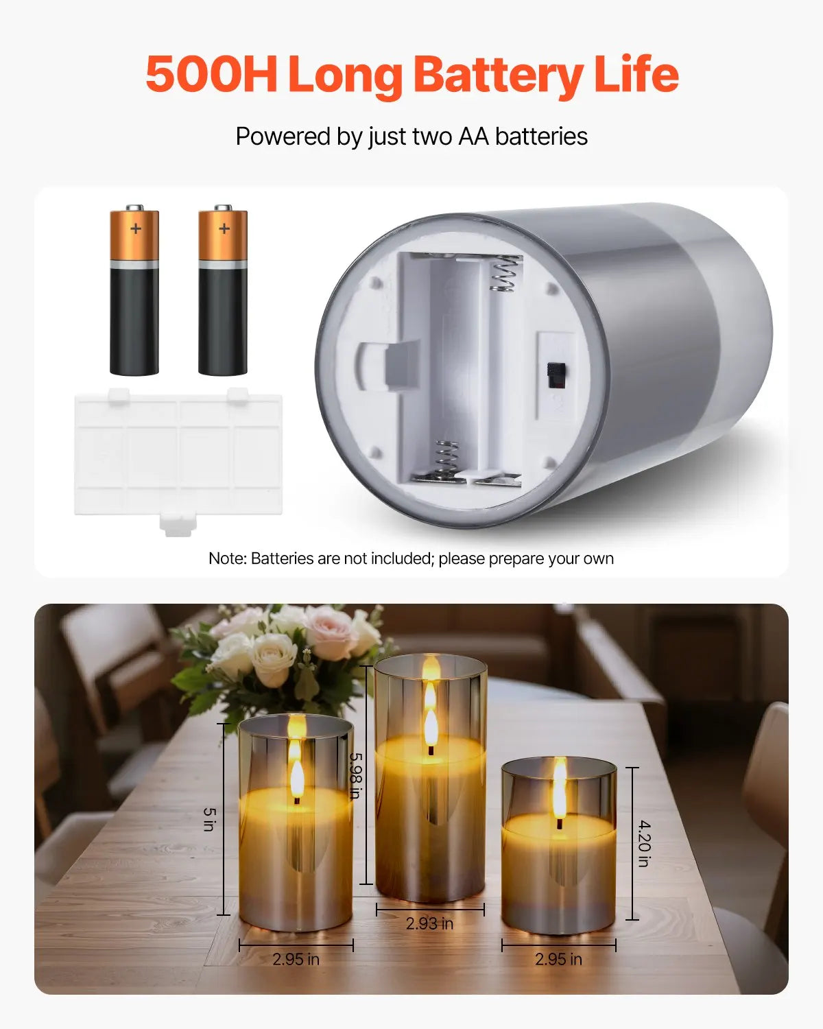 Flameless LED Candles 3 Pack Battery Operated Candles with Remote Control, Realistic Flickering Candles for Safe Ambiance