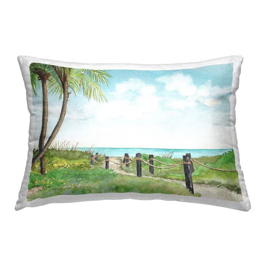 Tropical Path Scenery Green Print Polyester 14 In. X 20 In. Throw Pillow
