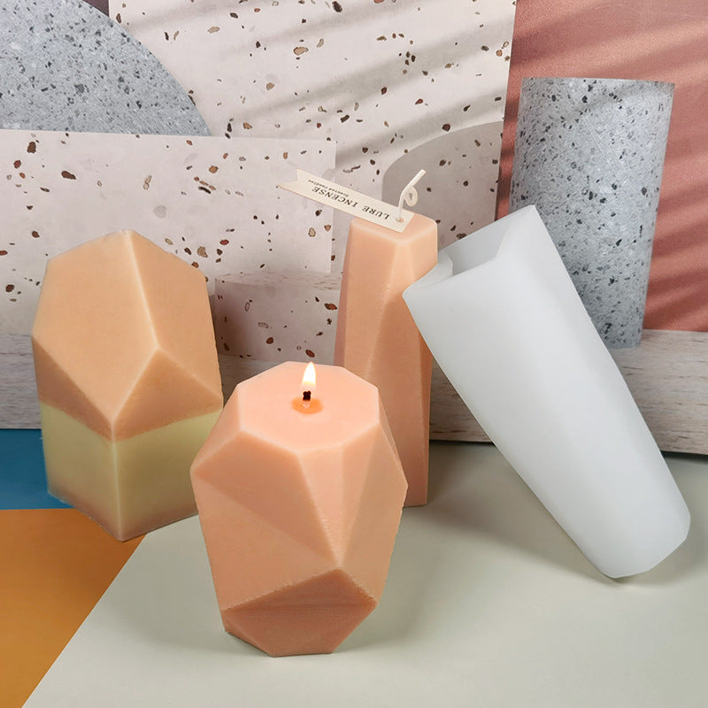 Geometric Stone Aromatherapy Candle Silicone Mold