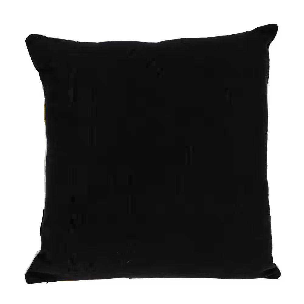 Black, Yellow Geometric Polyester 20 In. X 20 In. Throw Pillow