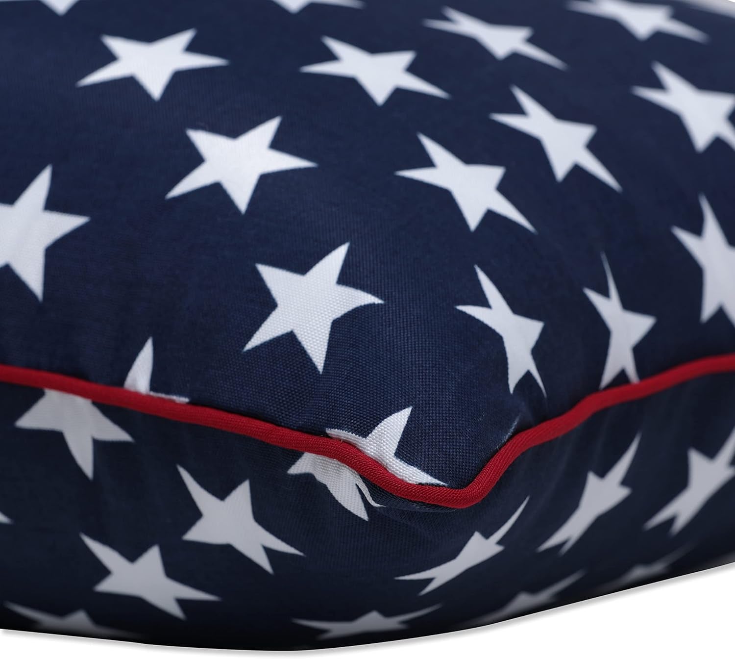 Americana Indoor/Outdoor Throw Pillows, 2 Count, Accent - 16.5" X 16.5", Blue/White Macey
