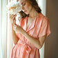 ARYA Safari Linen Midi Dress, in Salmon Pink