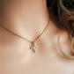 24 Karats CZ Dainty Flower Petals Pendant Necklace