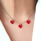 3 Red Hearts 24 Karat Gold Necklace