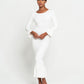 MARJORIE Bamboo Ruffle Dress, in Off-white