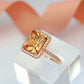 18 Karats Rose Gold Halo Champagne Ring