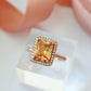 18 Karats Rose Gold Halo Champagne Ring