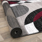 Red Modern Geometric Indoor Area Rug, Overlapping Circle Pattern, Fade Resistant, Non-Shedding, for Living Room, Bedroom and Home Office, 5'3" X 7'3"