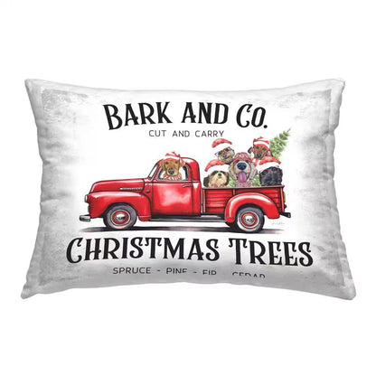 Bark and Co Christmas Truck Red Print Polyester 14 In. X 20 In. Throw Pillow