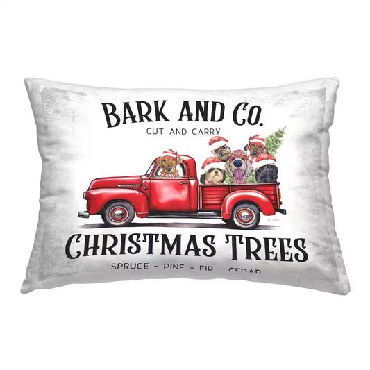 Bark and Co Christmas Truck Red Print Polyester 14 In. X 20 In. Throw Pillow
