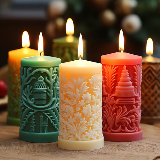 Christmas Cylindrical Aromatherapy Candle Silicone Mold
