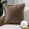 Linen Trimmed Farmhouse Series Decorative Throw Pillow, 20" X 20", Brown, 1 Pack