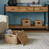 Rectangular Bulrush Lidded Storage Basket (Set of 3)