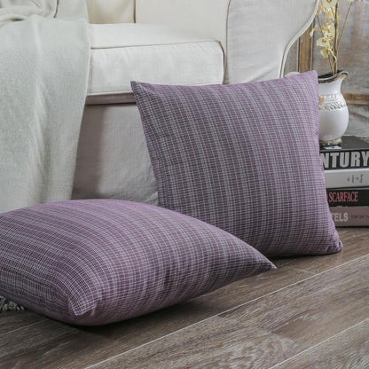 18" X 18" Modern, Contemporary, Transitional Black Plaid Polyester Throw Pillow , ( 2 Count)