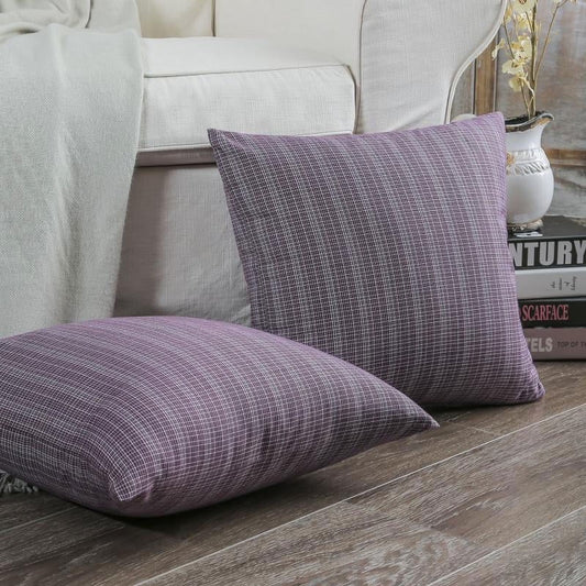 18" X 18" Modern, Contemporary, Transitional Black Plaid Polyester Throw Pillow , ( 2 Count)