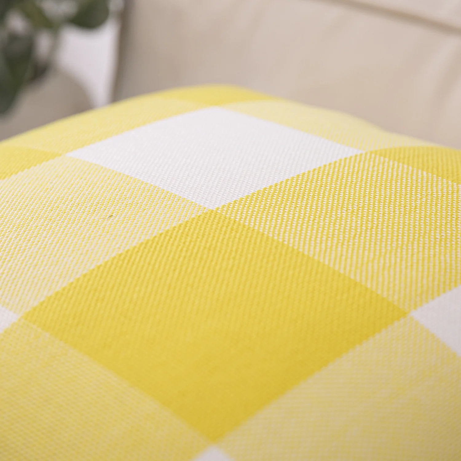 Buffalo Checker Plaid Farmhouse Summer Square Decorative Throw Pillow for Couch, 12" X 20", Yellow/White, 2 Pack
