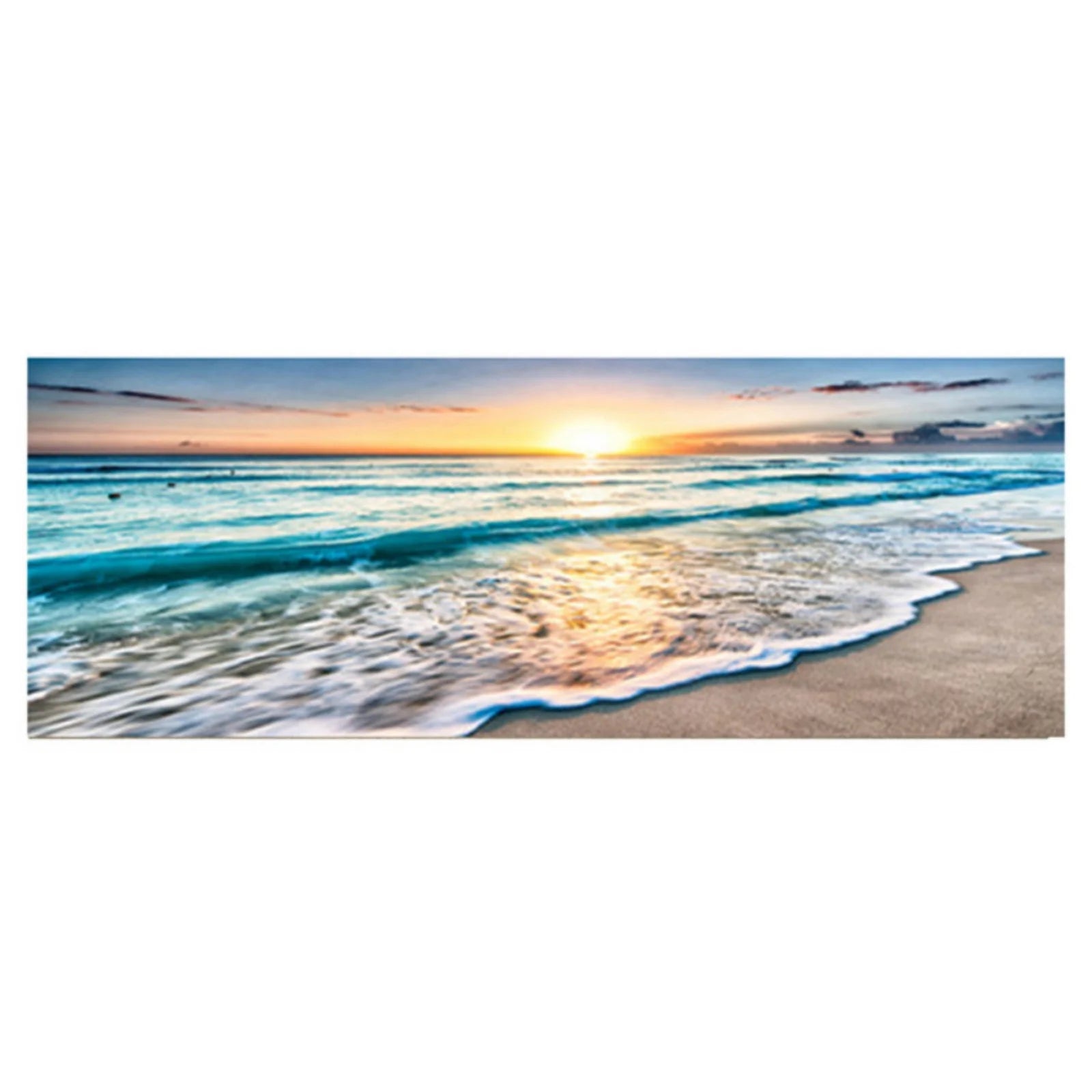 19.7*59 Inch Beach Wall Art for Living Room - Ocean Pictures Sunset Canvas Pictures Wall Decor,Blue Sky and Coastal Scenery Seascape Paintings for Bedroom Bathroom Office Home