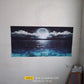 A Frameless Moonlight Ocean Canvas Wall Art, Large Abstract Moonlight Reflection Printing, Modern Home Decoration, Suitable For