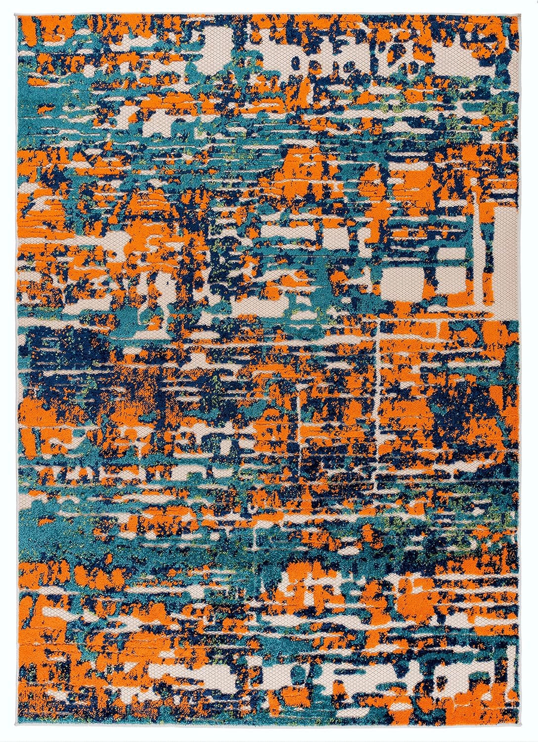 Contemporary Distressed Abstract Indoor/Outdoor Area Rug 5' X 7' Multi