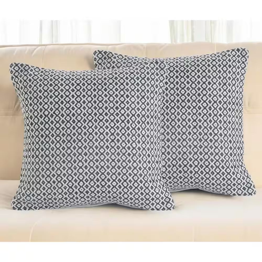 Gray Geometric Polyester 18 In. X 18 In. Throw Pillow (Set of 2)