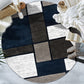 Contemporary Modern Boxes Area Rug 6' 6" Navy (6' 6" Diameter)