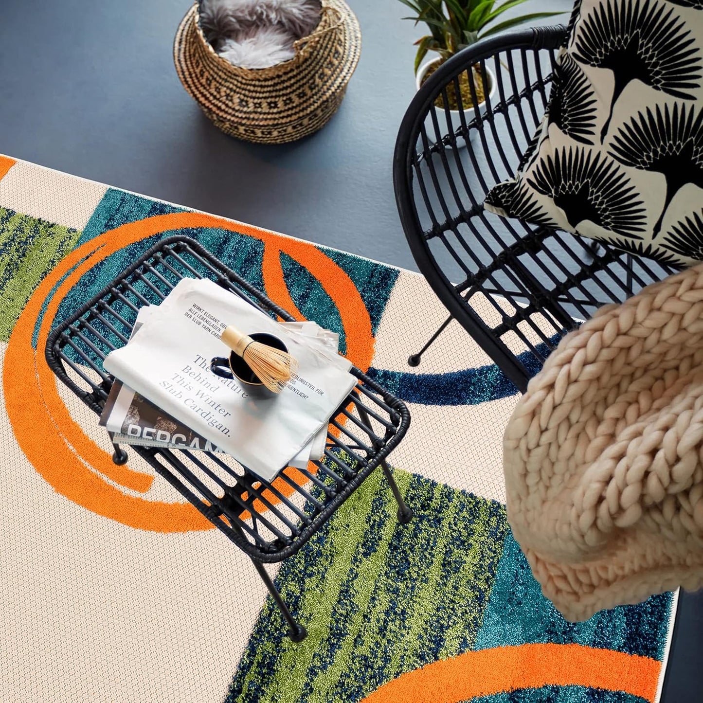 Modern Boxes Abstract Indoor/Outdoor Area Rug 5' X 7' Multi