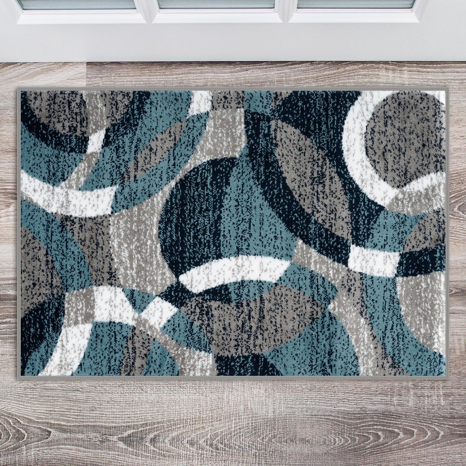 Contemporary Modern Circles Abstract Area Rug 2' X 3' Blue