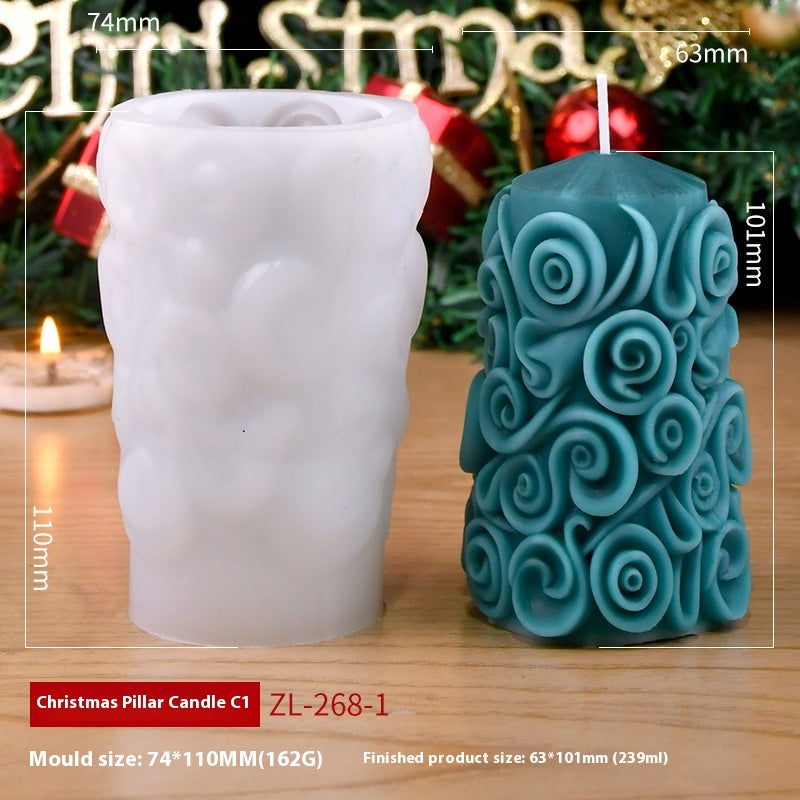 Christmas Cylindrical Aromatherapy Candle Silicone Mold