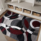 Red Modern Geometric Indoor Area Rug, Overlapping Circle Pattern, Fade Resistant, Non-Shedding, for Living Room, Bedroom and Home Office, 5'3" X 7'3"