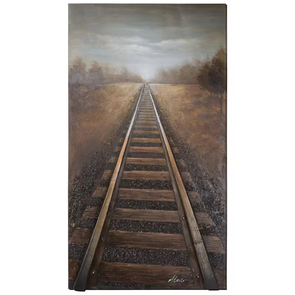 66 In. X 37 In. "Vanishing into the Distance" Hand Painted Contemporary Artwork