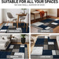 Modern Geometric Boxes Navy Area Rug, Fade-Resistant Carpet for Large Living Room, Bedroom, or Open Space, 10' X 14'