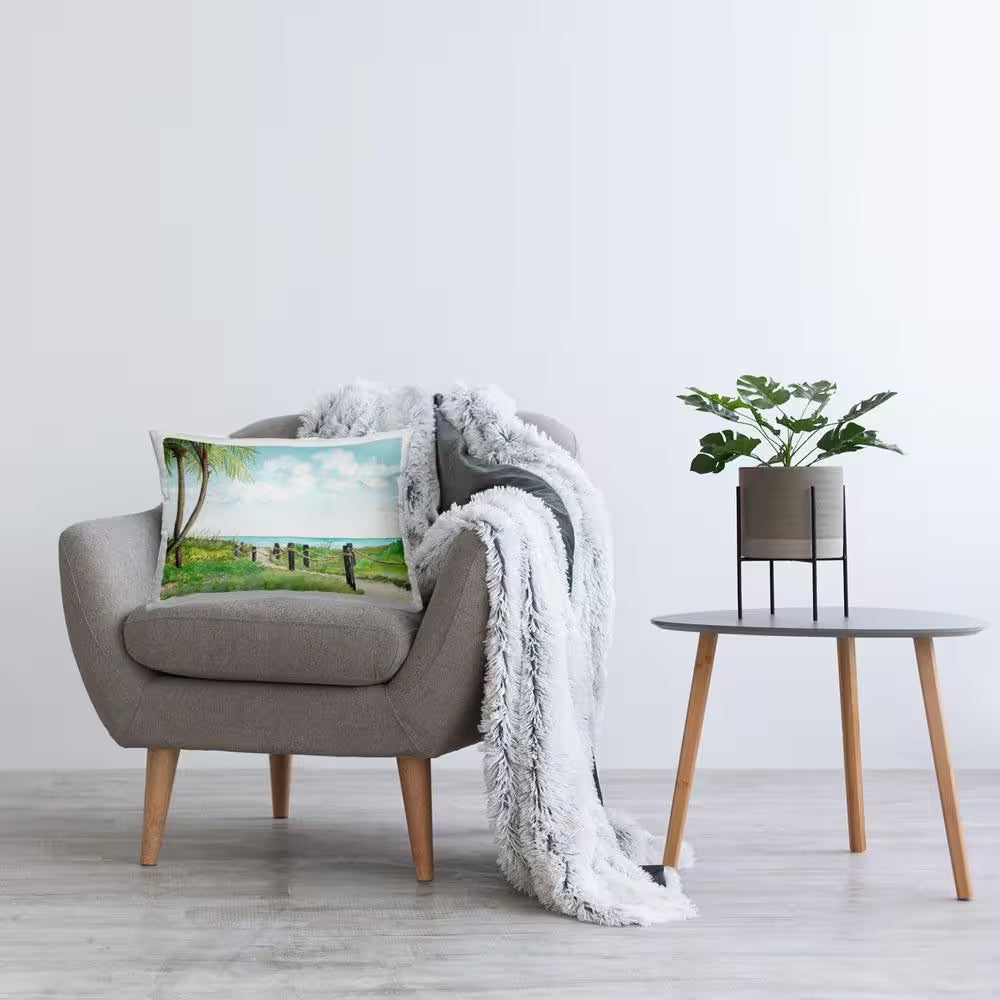 Tropical Path Scenery Green Print Polyester 14 In. X 20 In. Throw Pillow