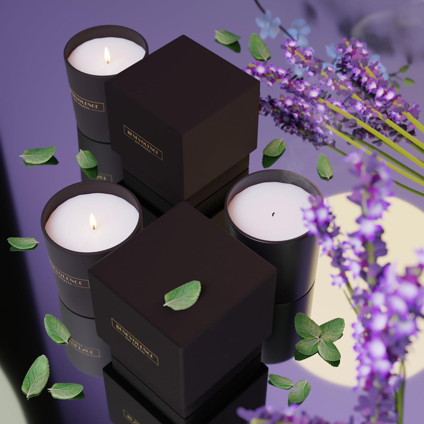 Lavender, Mint & Sage Scented Candle | Soy Christmas Candles, Black Candle for Home | Holiday Candles Gifts for Women and Men | Home Fragrance | Aromatherapy| 8Oz, 45 Hour Burn