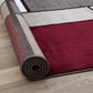 Modern Geometric Boxes Red Area Rug, Carpet with Jute Backing for Hallway, Entryway, or Laundry Room, 2' X 7'2"