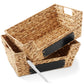 2Pk Wide Pantry Baskets, Wicker Hyacinth Seagrass Kitchen Shelf Storage Bins