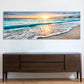 19.7*59 Inch Beach Wall Art for Living Room - Ocean Pictures Sunset Canvas Pictures Wall Decor,Blue Sky and Coastal Scenery Seascape Paintings for Bedroom Bathroom Office Home