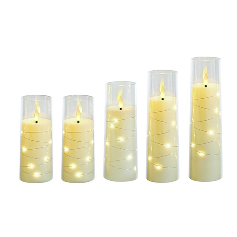 Electric Candle Lamp Christmas Party Lighting Chain Western Restaurant Decoration With Cup Candle Wedding Ceremony Layout
