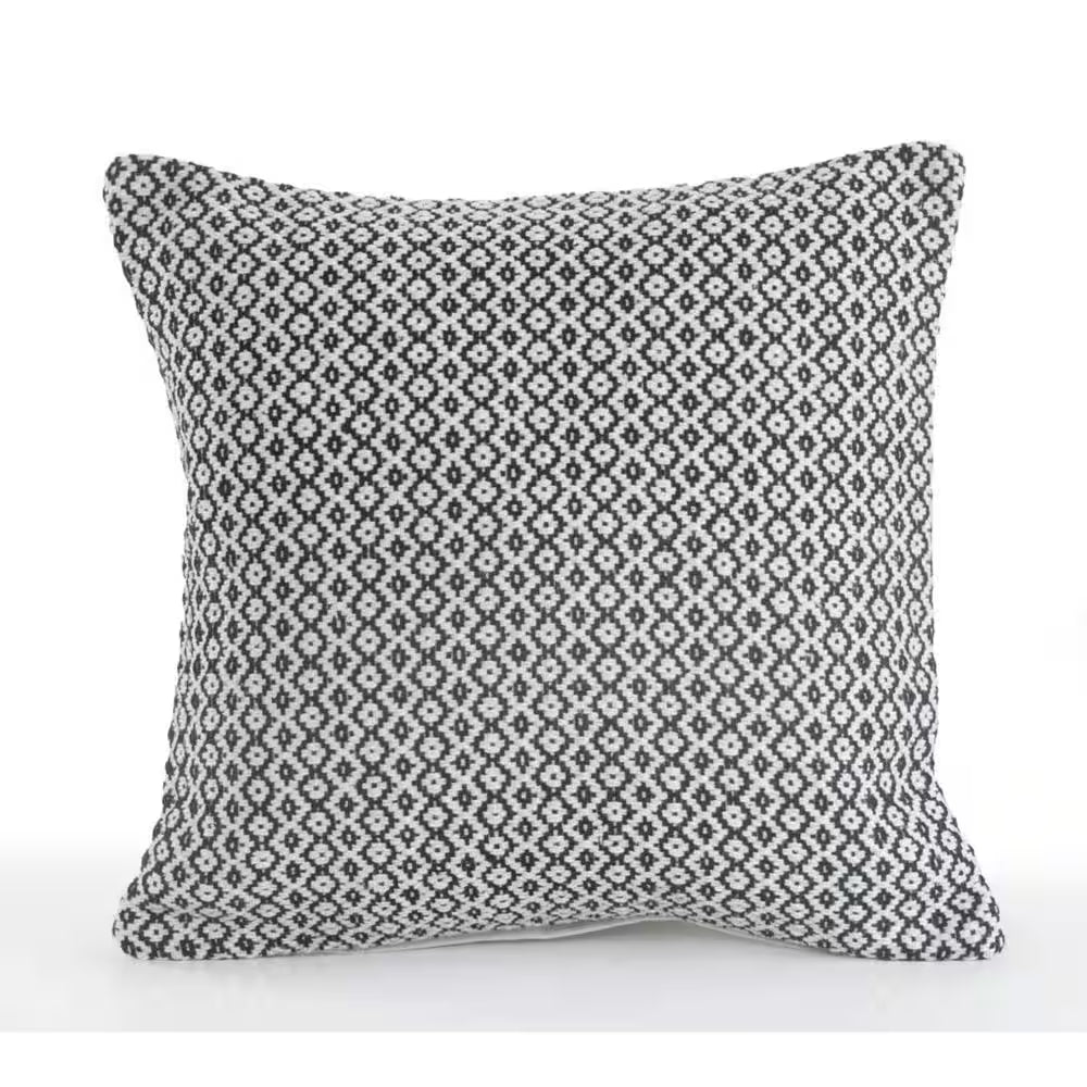 Gray Geometric Polyester 18 In. X 18 In. Throw Pillow (Set of 2)