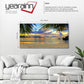 Tropic Beach Sunset Canvas Art - Large Palm Tree Ocean Landscape 29" X 58