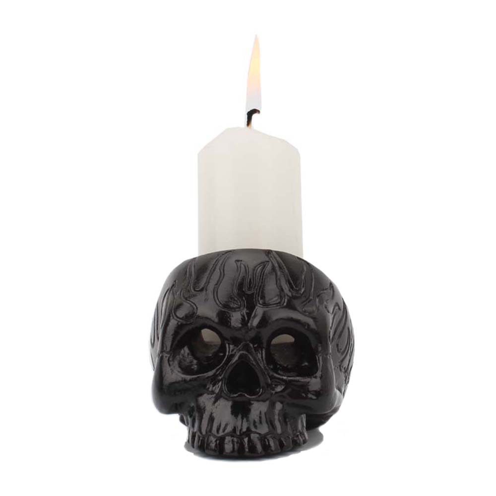 Flame Black Small Skull Candle Holder Ideas