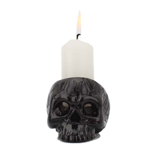Flame Black Small Skull Candle Holder Ideas