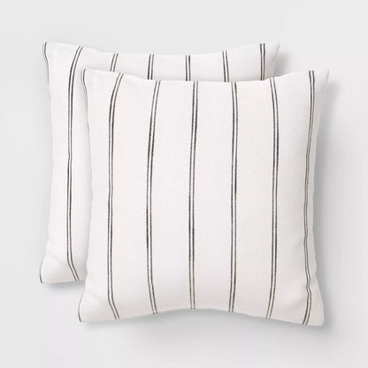 2Pk Square Cotton Woven Stripe Throw Pillows - Threshold